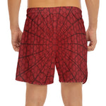 Red Spider Web Print Men's Split Running Shorts