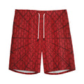 Red Spider Web Print Men's Athletic Shorts