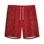 Red Spider Web Print Men's Sports Shorts