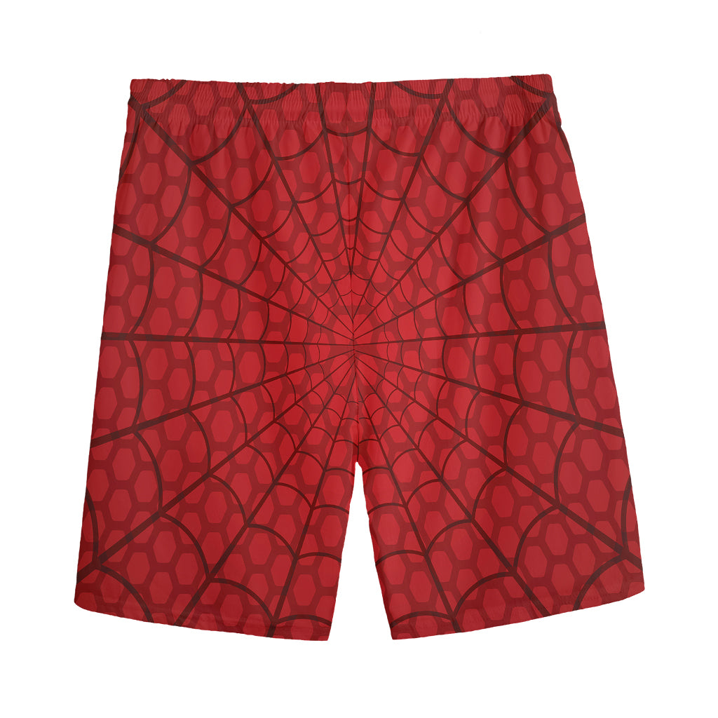 Red Spider Web Print Men's Sports Shorts
