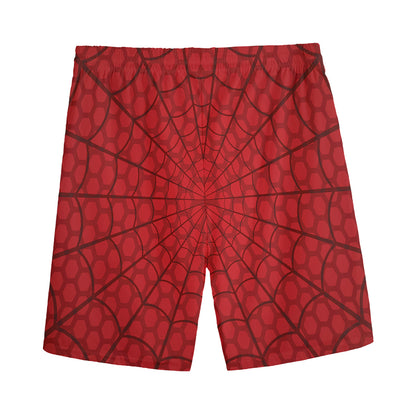 Red Spider Web Print Men's Sports Shorts