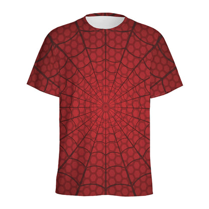 Red Spider Web Print Men's Sports T-Shirt