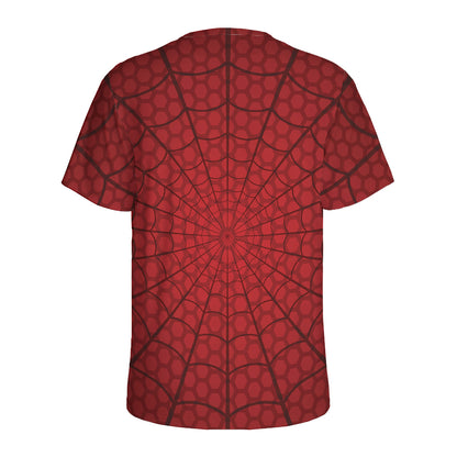 Red Spider Web Print Men's Sports T-Shirt