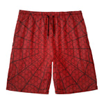 Red Spider Web Print Men's Swim Trunks