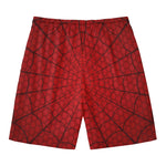 Red Spider Web Print Men's Swim Trunks