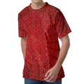 Red Spider Web Print Men's Velvet T-Shirt