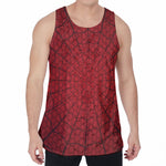 Red Spider Web Print Men's Velvet Tank Top