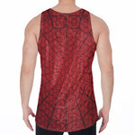 Red Spider Web Print Men's Velvet Tank Top