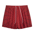 Red Spider Web Print Mesh Shorts