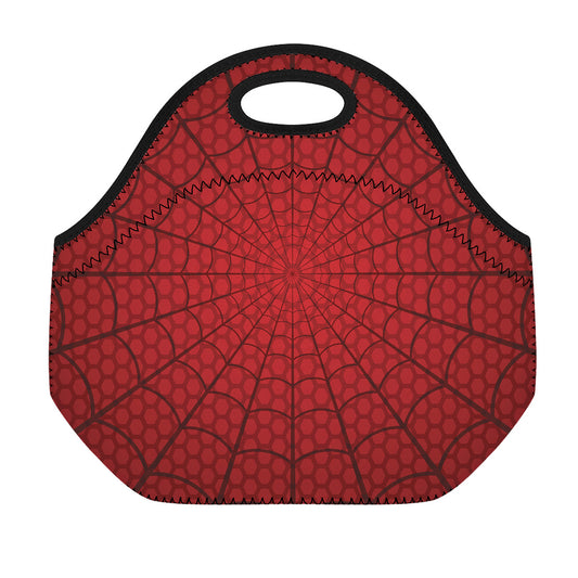 Red Spider Web Print Neoprene Lunch Bag