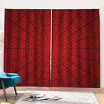Red Spider Web Print Pencil Pleat Curtains