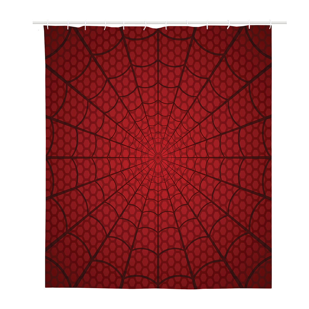 Red Spider Web Print Polyester Shower Curtain