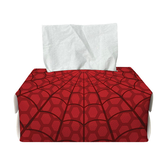 Red Spider Web Print Rectangle Tissue Box Cover