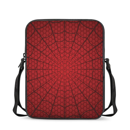 Red Spider Web Print Rectangular Crossbody Bag