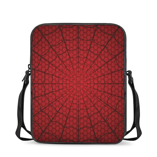 Red Spider Web Print Rectangular Crossbody Bag