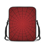 Red Spider Web Print Rectangular Crossbody Bag