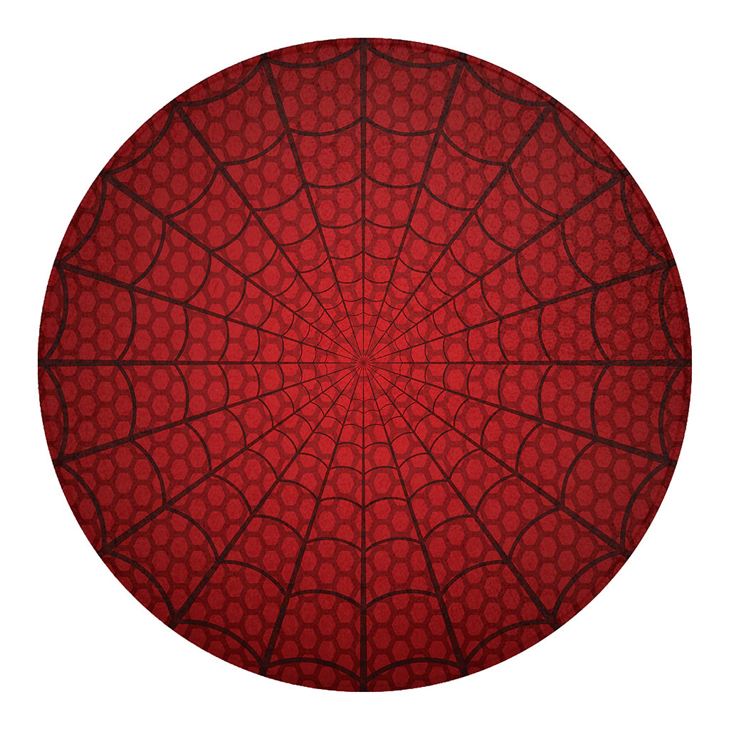 Red Spider Web Print Round Blanket