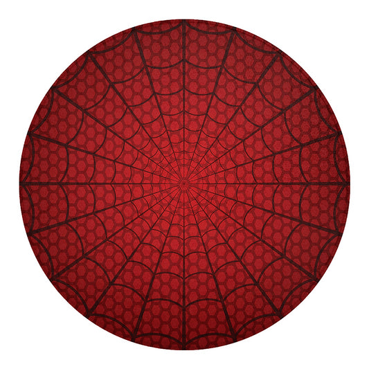 Red Spider Web Print Round Blanket