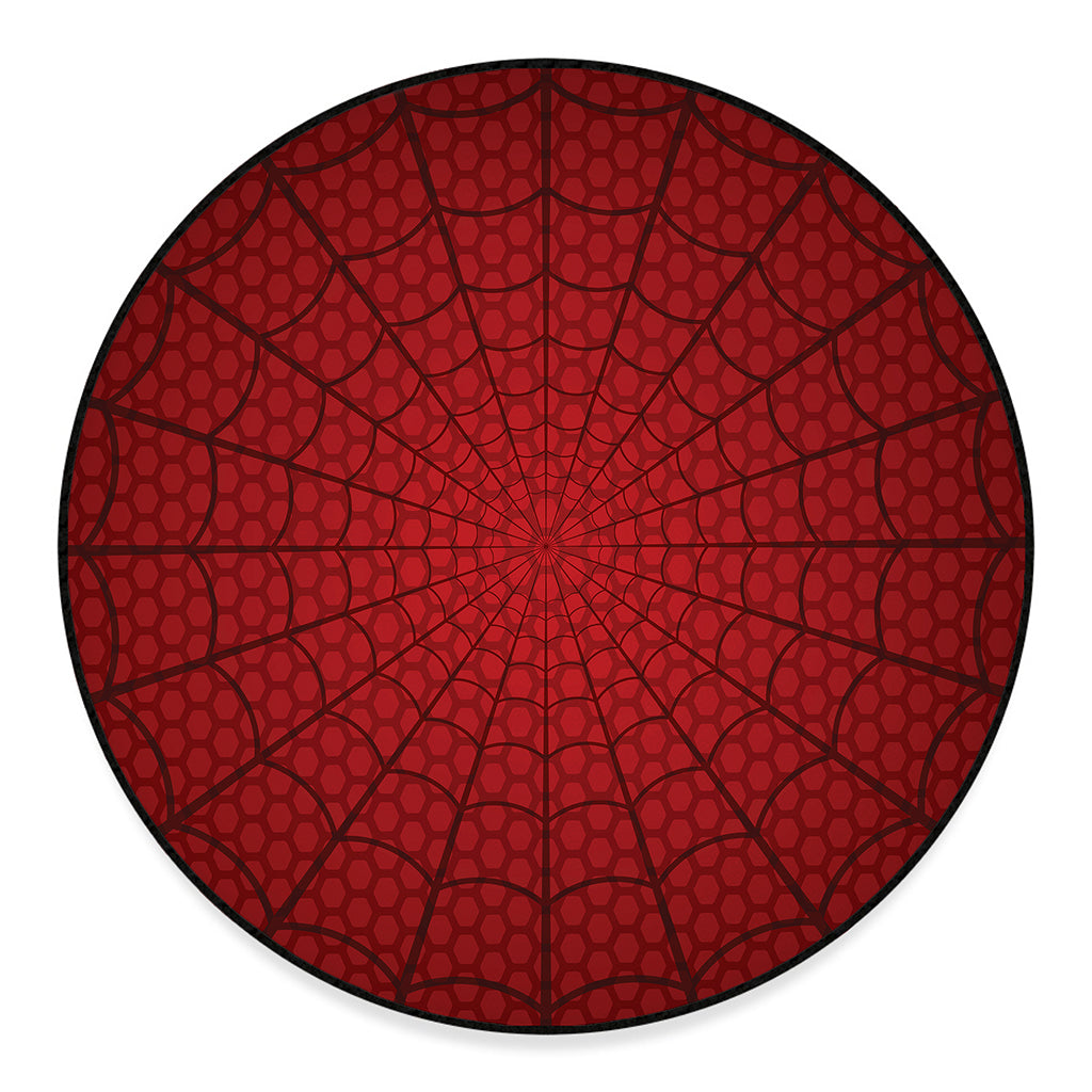 Red Spider Web Print Round Floor Mat