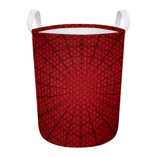 Red Spider Web Print Round Laundry Basket