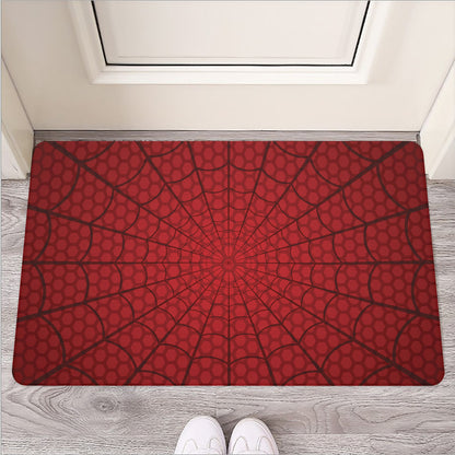 Red Spider Web Print Rubber Doormat