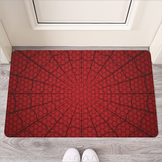 Red Spider Web Print Rubber Doormat