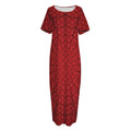 Red Spider Web Print Short Sleeve Long Nightdress