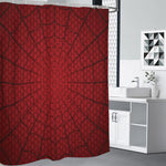 Red Spider Web Print Shower Curtain