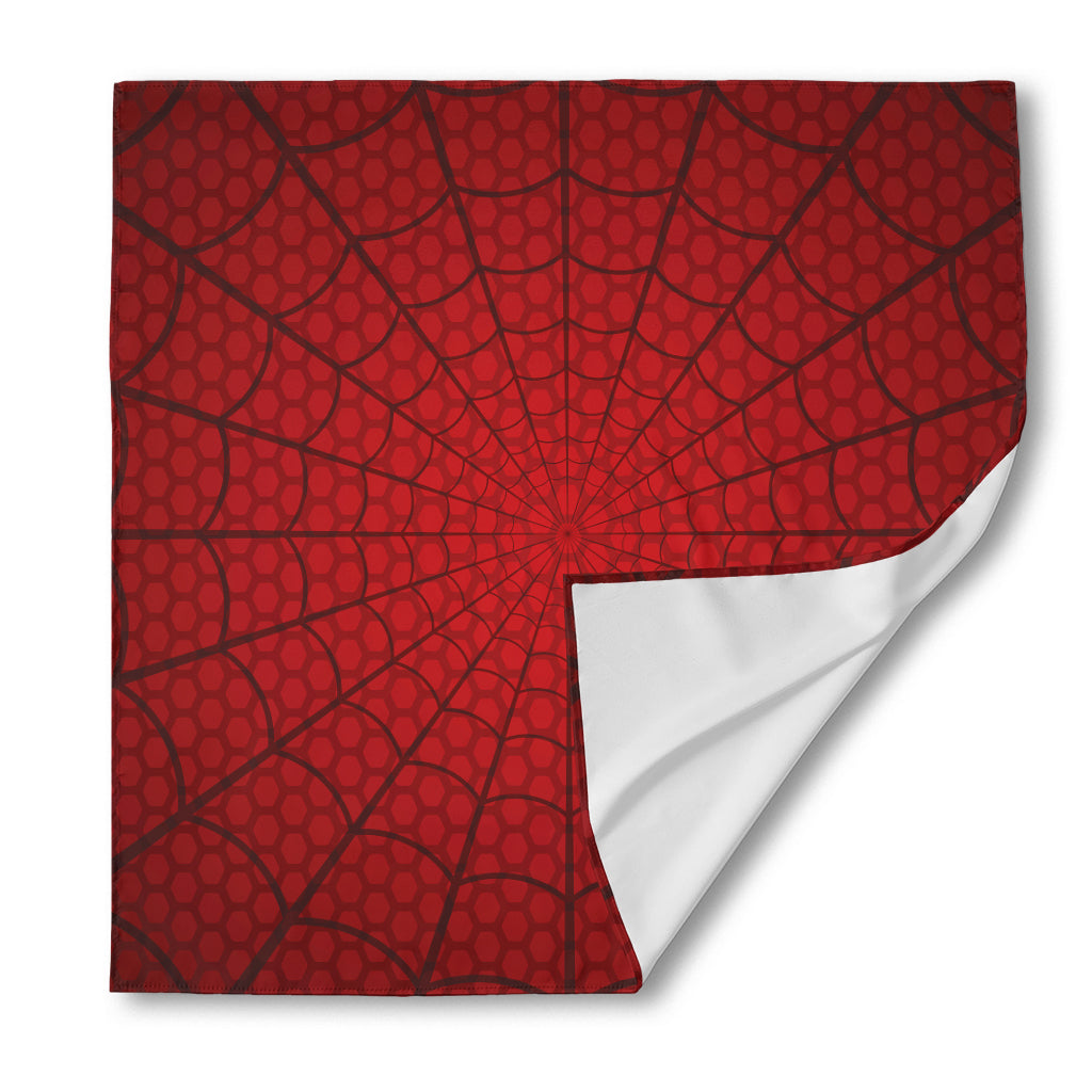 Red Spider Web Print Silk Bandana