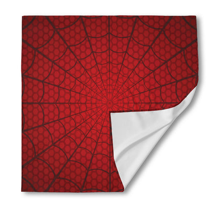 Red Spider Web Print Silk Bandana