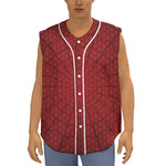 Red Spider Web Print Sleeveless Baseball Jersey