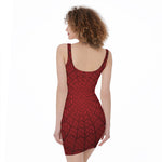 Red Spider Web Print Sleeveless Bodycon Dress