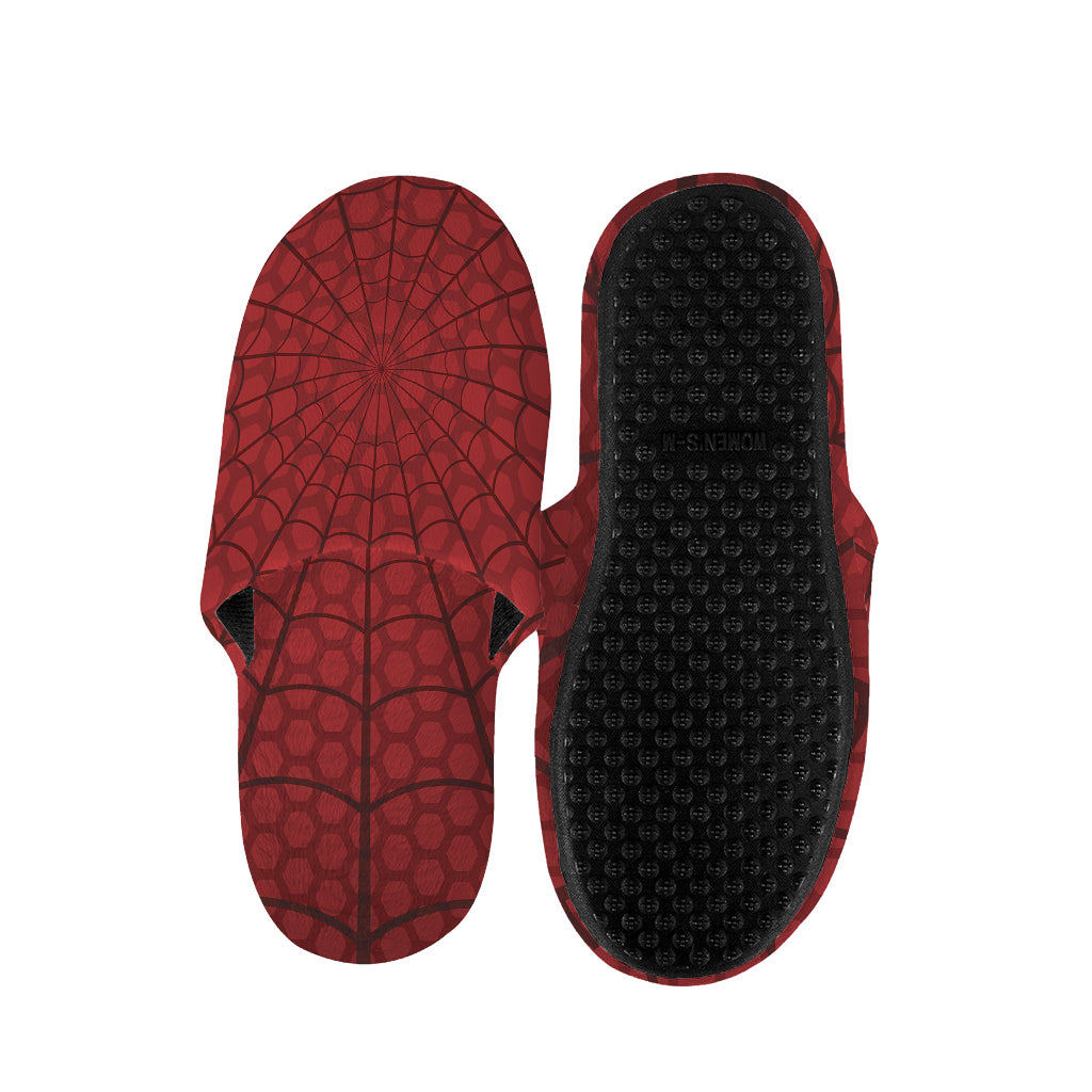 Red Spider Web Print Slippers