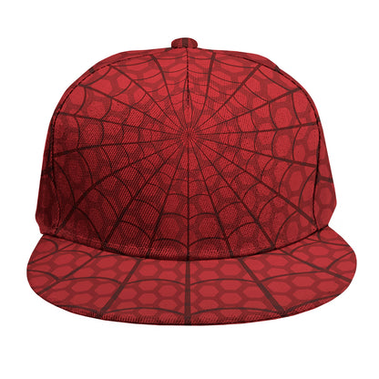 Red Spider Web Print Snapback Cap