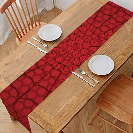 Red Spider Web Print Table Runner