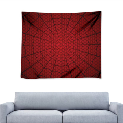 Red Spider Web Print Tapestry
