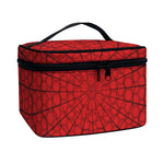 Red Spider Web Print Travel Makeup Bag