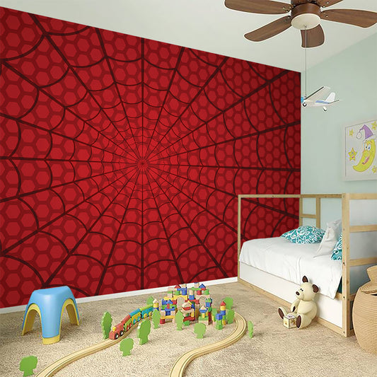 Red Spider Web Print Wall Sticker