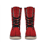 Red Spider Web Print Winter Boots