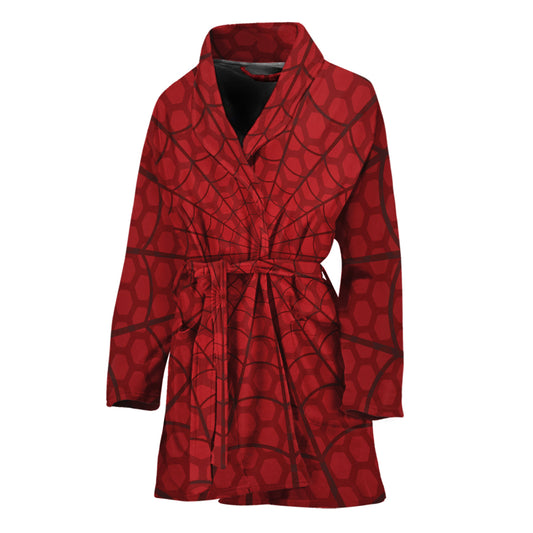 Red Spider Web Print Women's Bathrobe