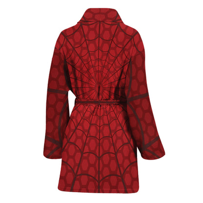 Red Spider Web Print Women's Bathrobe