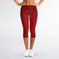 Red Spider Web Print Women's Capri Leggings