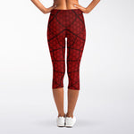 Red Spider Web Print Women's Capri Leggings