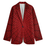 Red Spider Web Print Women's Cotton Blazer