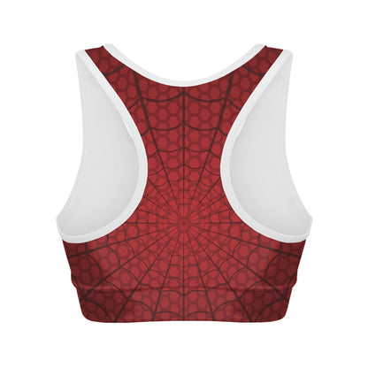 Red Spider Web Print Women's Sports Bra