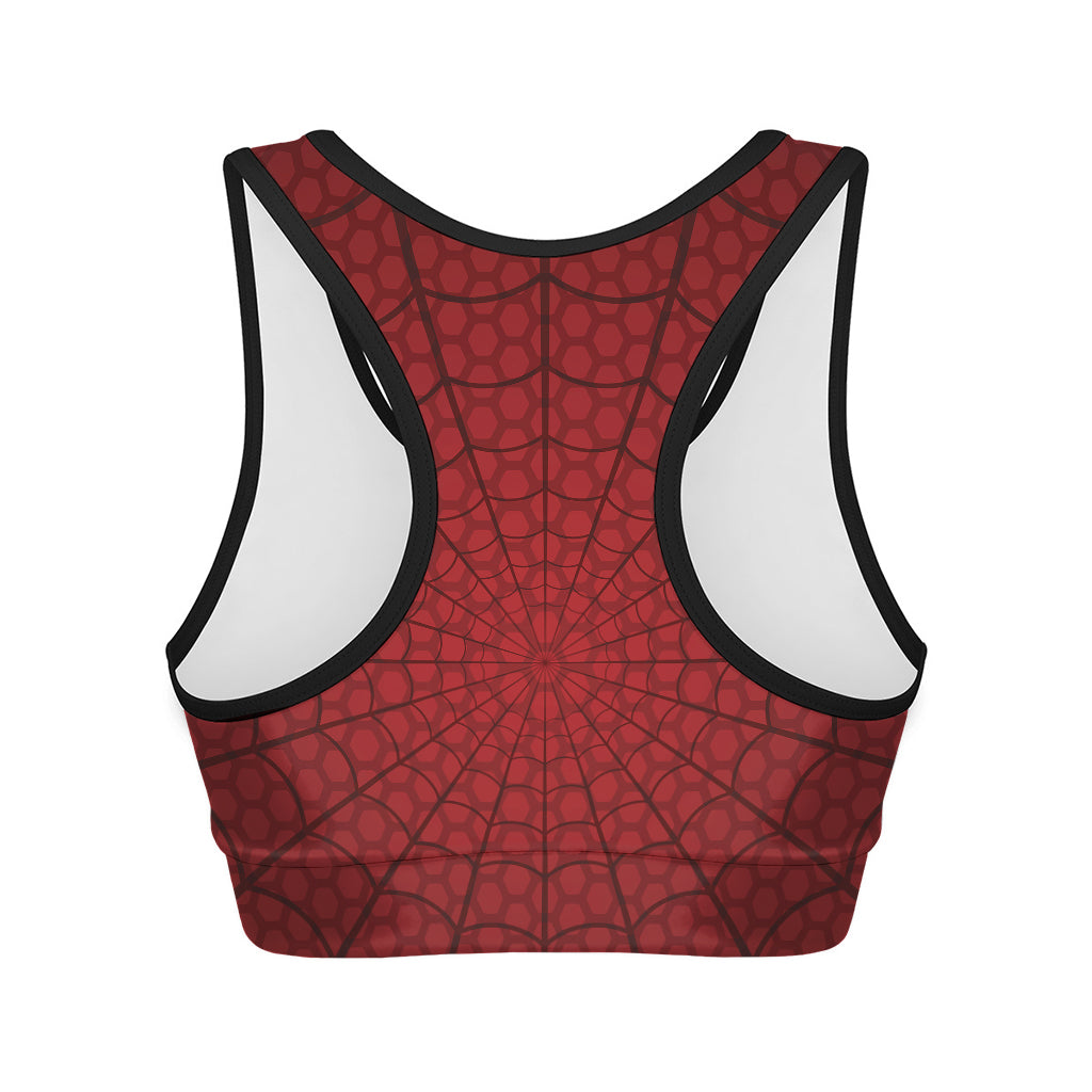 Red Spider Web Print Women's Sports Bra