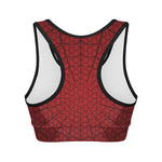 Red Spider Web Print Women's Sports Bra