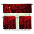 Red Stardust Universe Galaxy Space Print 3 Piece Kitchen Curtains