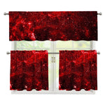 Red Stardust Universe Galaxy Space Print 3 Piece Kitchen Curtains