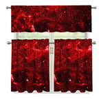 Red Stardust Universe Galaxy Space Print 3 Piece Kitchen Curtains
